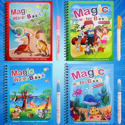 Wishluck's Reusable Magic water Book ( Pack of 4 Set )