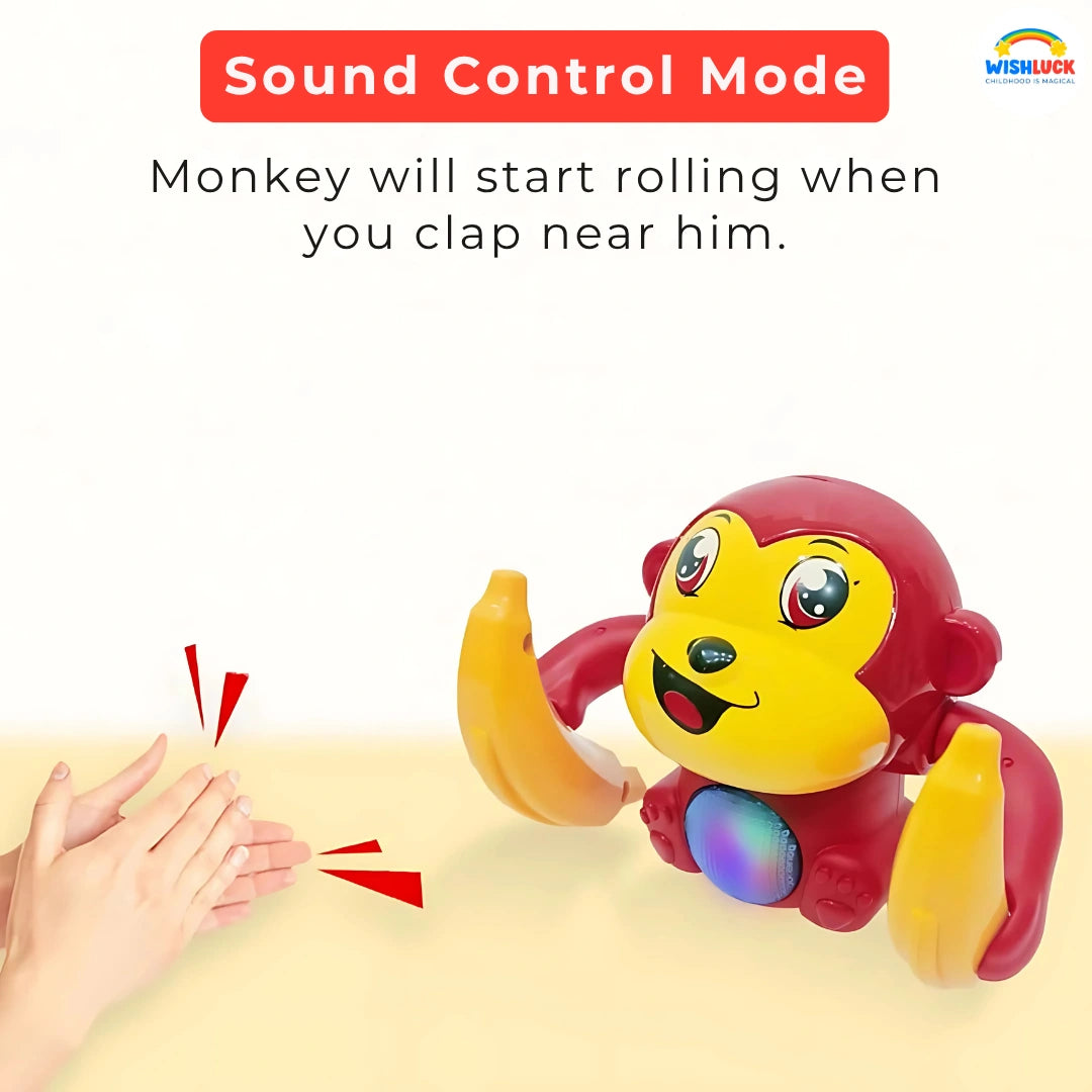 Tumbling Monkey Electric Musical Battery Operated Toys with Light and Music for Kids - WishLuck