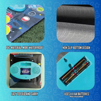 2-in-1 Musical Playmat for Kids — 24 piano keys, drum and cymbal sounds | WishLuck