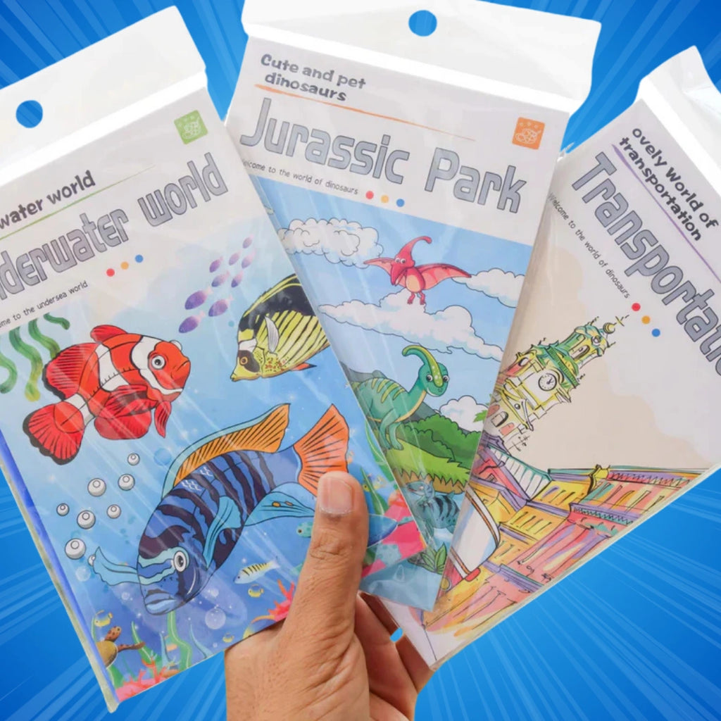 Wishluck's Set of 3 Compact Drawing Books with 6-Color Strip