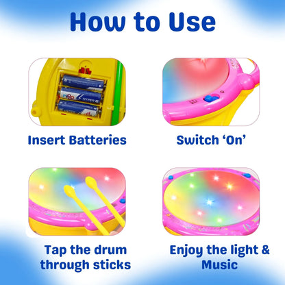 Flash Drum with Multicolor 3D Lights