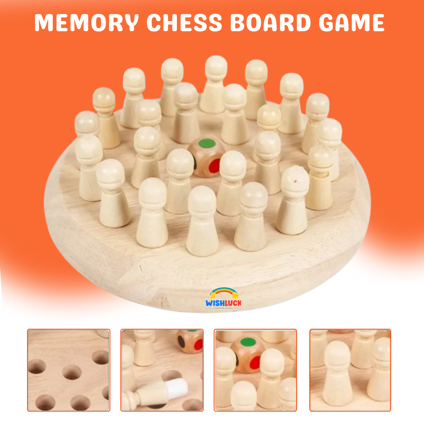 Brain Boost Wooden Memory Match Chess