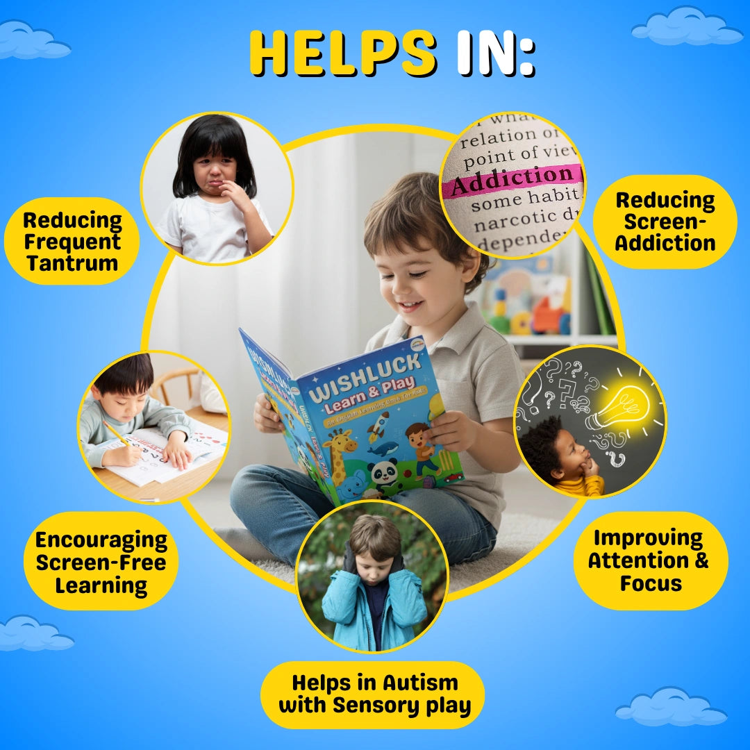 3-in-1 LEARNING BUNDLE : Learn And Play + Flash Card + LCD Writing Tablet  ( Free ) | Learning Combo for Kids | Wishluck India