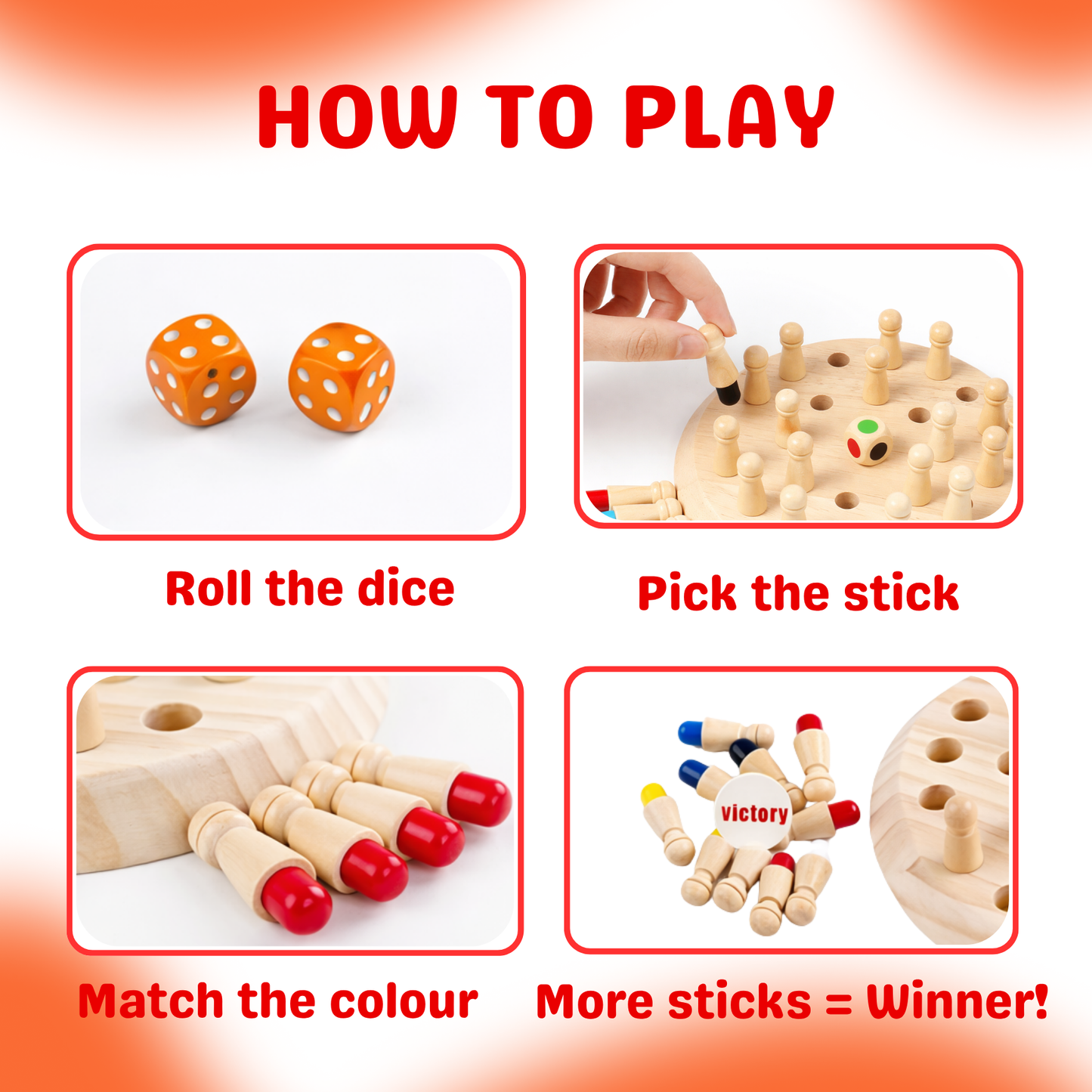 Brain Boost Wooden Memory Match Chess