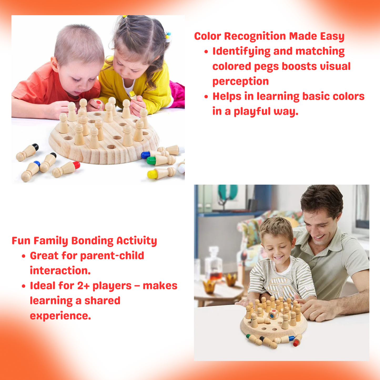 Brain Boost Wooden Memory Match Chess
