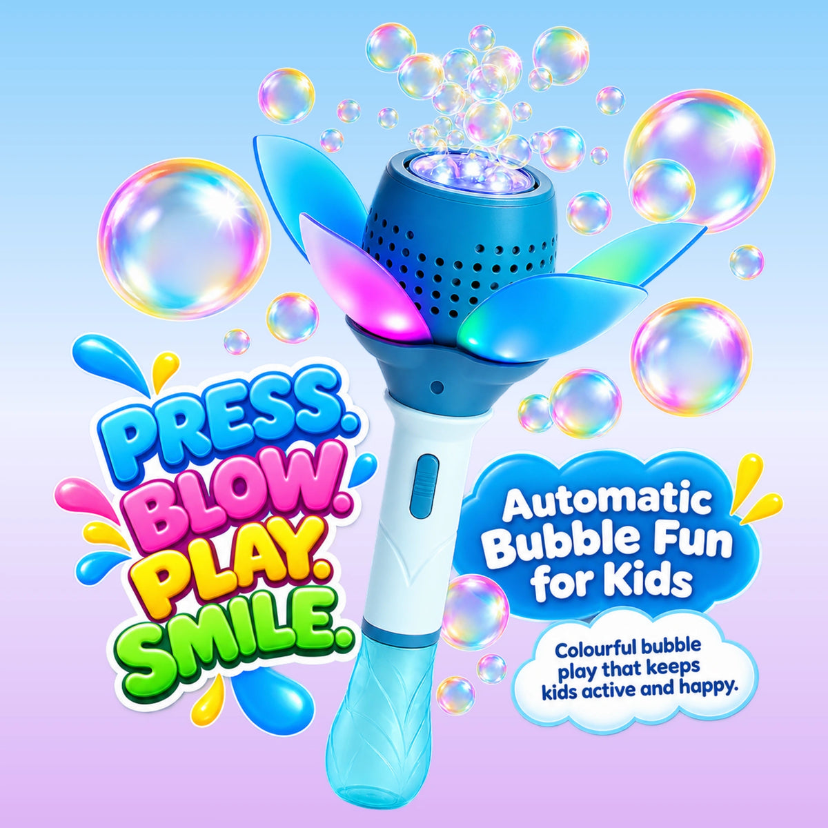 Bubble gun toy with led light