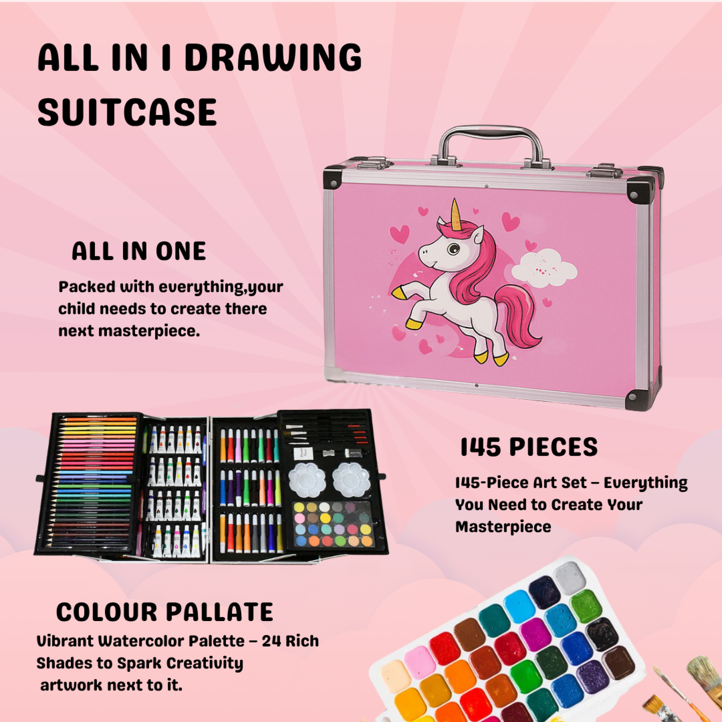 145-Piece Drawing Kit for Kids