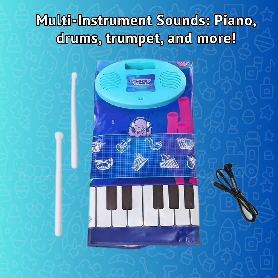 2-in-1 Musical Playmat for Kids — 24 piano keys, drum and cymbal sounds | WishLuck