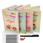 Magic Practice Copybook, (4 BOOK +1 PEN + 10 ) Calligraphy books for kids Reusable Writing Tool