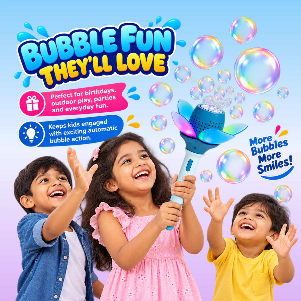 Bubble gun toy with led light