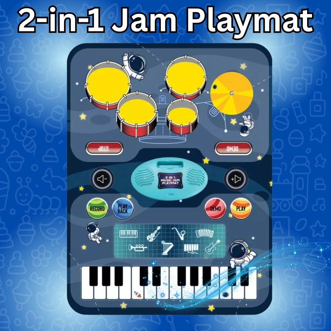 2-in-1 Musical Playmat for Kids — 24 piano keys, drum and cymbal sounds | WishLuck