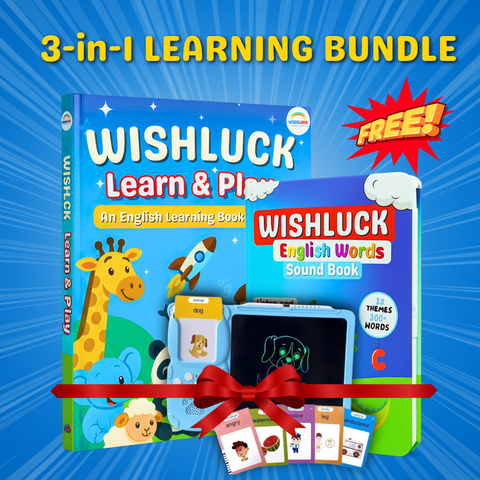 3-in-1 LEARNING BUNDLE : English Word Book + Learn & Play + Free Water Magic | WishLuck | Educational Toy Combo Pack