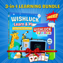 3-in-1 LEARNING BUNDLE : English Word Book + Learn & Play + Free Water Magic | WishLuck | Educational Toy Combo Pack