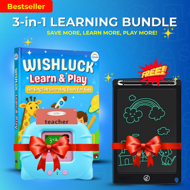 3-in-1 LEARNING BUNDLE : Learn And Play + Flash Card + LCD Writing Tablet  ( Free ) | Learning Combo for Kids | Wishluck India