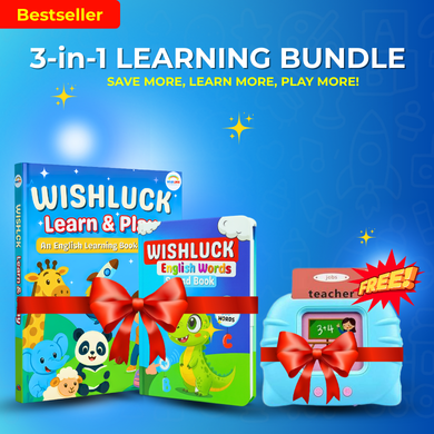 3-in-1 LEARNING BUNDLE : English Word Book + Learn & Play + Free Flashcard | Learning Gift Set for Kids | WishLuck