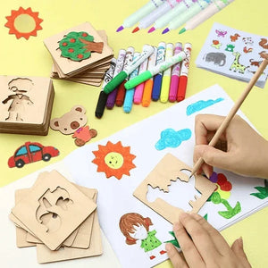 Kids Wooden Painting Stencil kit